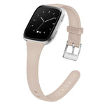 For Fitbit Versa 2 / Versa / Versa Lite xDfind Silver Buckle Slim Solid Color Silicone Watch Band, S, L
