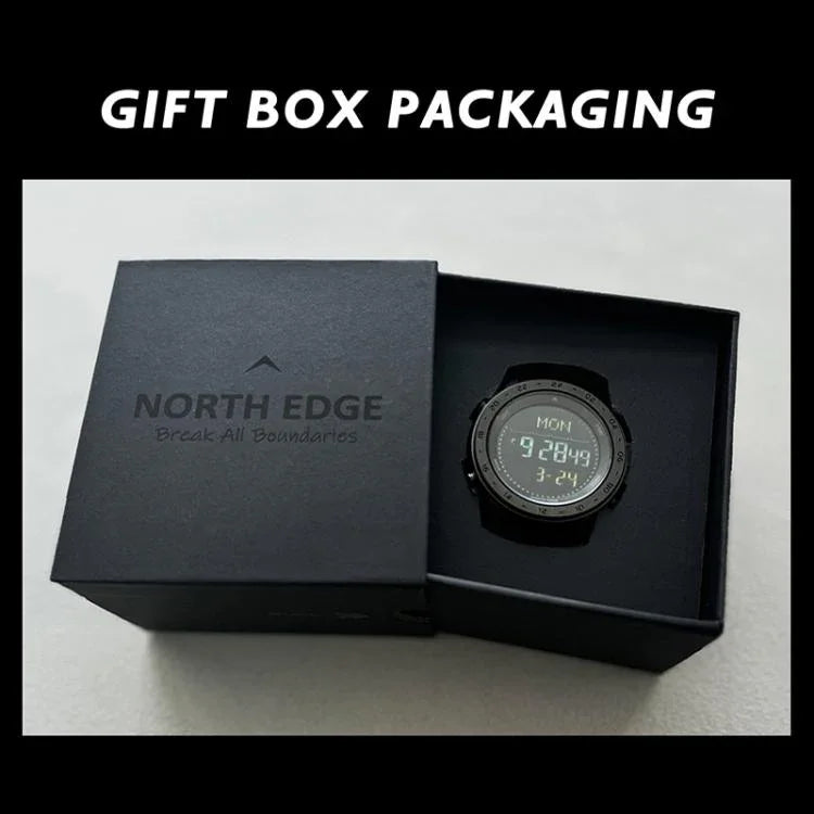 NORTH EDGE TANK 3 아웃도어 방수 남성용 스포츠 시계 만보계 및 나침반 지원