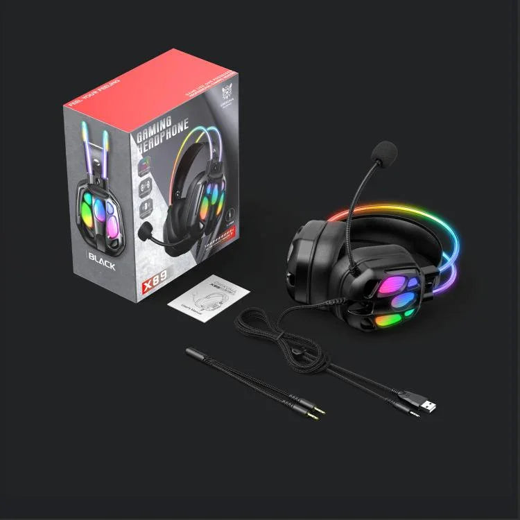 ONIKUMA X89 RGB 유선 이어폰 마이크 포함, X89