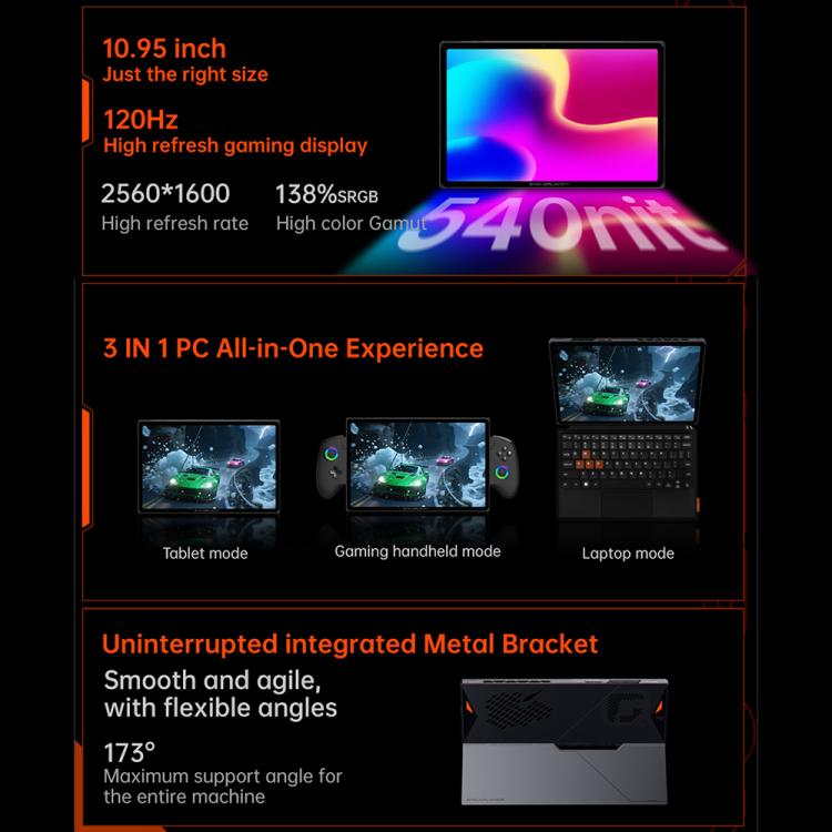ONE-NETBOOK OneXPlayer X1 Air 10.95인치 휴대용 게임 콘솔, 윈도우 11 인텔 코어 울트라 5 228V, 32GB+512GB, 32GB+1TB