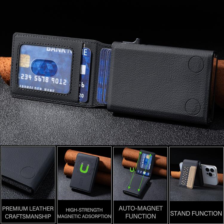 BFK30 컬러블록 플라워 MagSafe 자석 가죽 카드 지갑