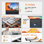 GXMO T160 16인치 윈도우 11 노트북, 16GB+512GB, AMD 라이젠 5 7430U 헥사 코어 프로세서, 유럽 플러그, 미국 플러그, 영국 플러그, 호주 플러그