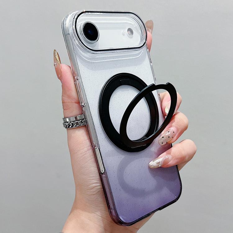 투명 그라데이션 360도 회전 홀더 MagSafe 폰 케이스, 아이폰 17 프로 맥스용, 아이폰 17 프로용, 아이폰 17용, 아이폰 에어용, 아이폰 16 프로 맥스용, 아이폰 16 프로용, 아이폰 16 플러스용, 아이폰 16용
