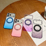 투명 그라데이션 360도 회전 홀더 MagSafe 폰 케이스, 아이폰 17 프로 맥스용, 아이폰 17 프로용, 아이폰 17용, 아이폰 에어용, 아이폰 16 프로 맥스용, 아이폰 16 프로용, 아이폰 16 플러스용, 아이폰 16용