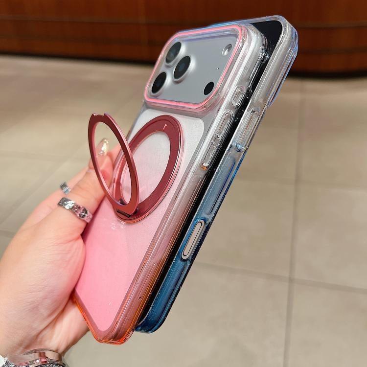 투명 그라데이션 360도 회전 홀더 MagSafe 폰 케이스, 아이폰 17 프로 맥스용, 아이폰 17 프로용, 아이폰 17용, 아이폰 에어용, 아이폰 16 프로 맥스용, 아이폰 16 프로용, 아이폰 16 플러스용, 아이폰 16용