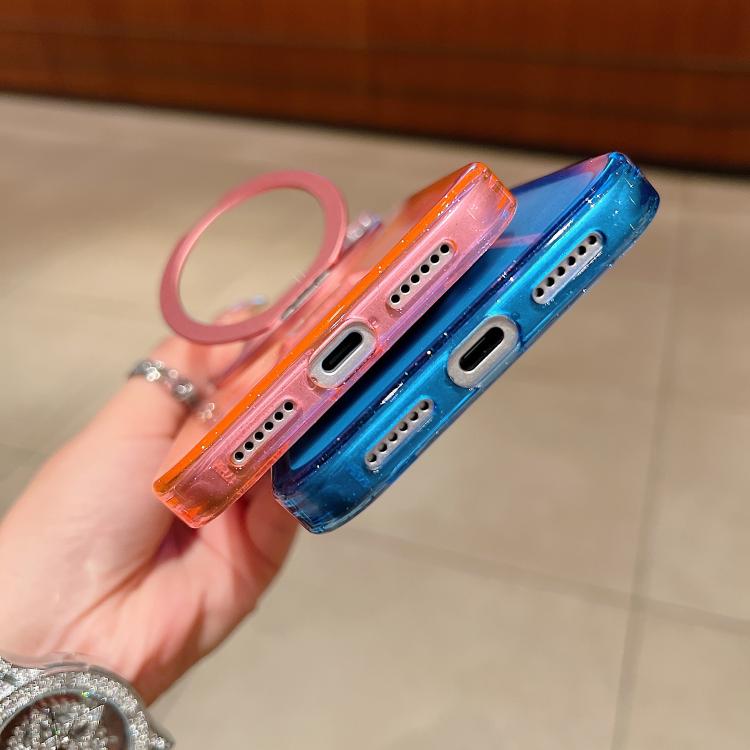 투명 그라데이션 360도 회전 홀더 MagSafe 폰 케이스, 아이폰 17 프로 맥스용, 아이폰 17 프로용, 아이폰 17용, 아이폰 에어용, 아이폰 16 프로 맥스용, 아이폰 16 프로용, 아이폰 16 플러스용, 아이폰 16용