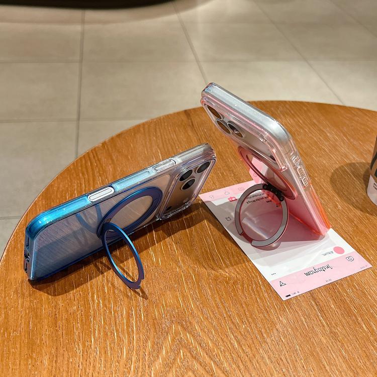 투명 그라데이션 360도 회전 홀더 MagSafe 폰 케이스, 아이폰 17 프로 맥스용, 아이폰 17 프로용, 아이폰 17용, 아이폰 에어용, 아이폰 16 프로 맥스용, 아이폰 16 프로용, 아이폰 16 플러스용, 아이폰 16용