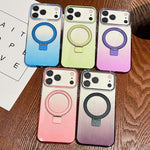 투명 그라데이션 메탈 링 홀더 MagSafe 폰 케이스, 아이폰 17 프로 맥스용, 아이폰 17 프로용, 아이폰 17용, 아이폰 에어용, 아이폰 16 프로 맥스용, 아이폰 16 프로용, 아이폰 16 플러스용, 아이폰 16용
