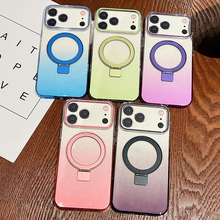 투명 그라데이션 메탈 링 홀더 MagSafe 폰 케이스, 아이폰 17 프로 맥스용, 아이폰 17 프로용, 아이폰 17용, 아이폰 에어용, 아이폰 16 프로 맥스용, 아이폰 16 프로용, 아이폰 16 플러스용, 아이폰 16용
