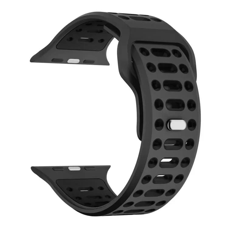 xDfind 이중 색상 실리콘 스포츠 통기성 시계줄, 애플 워치 46mm / 49mm / 45mm / 44mm용