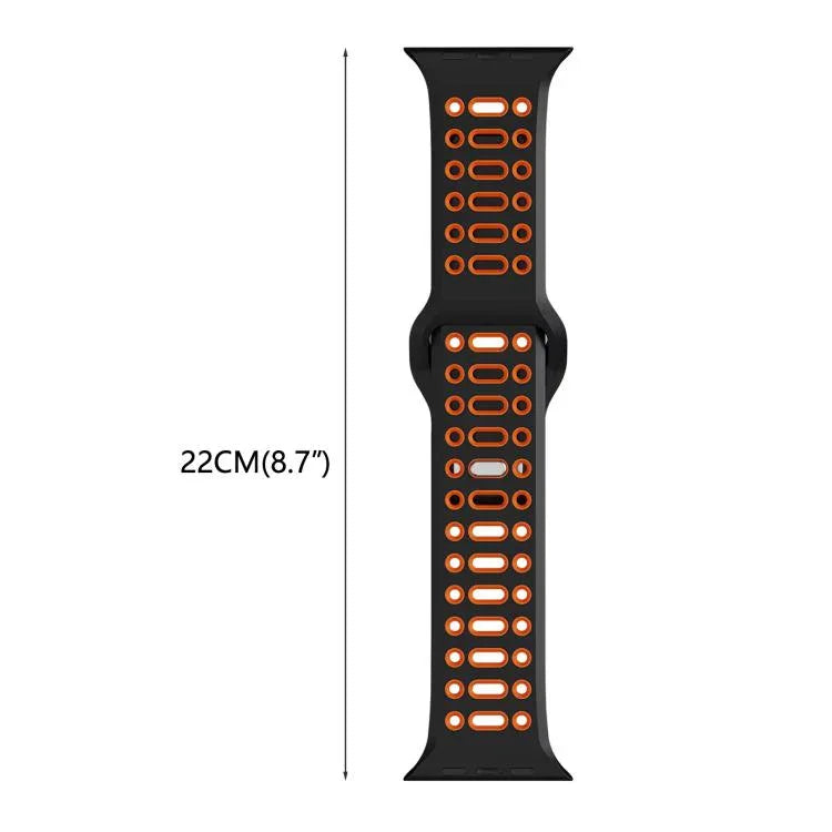 xDfind 이중 색상 실리콘 스포츠 통기성 시계줄, 애플 워치 46mm / 49mm / 45mm / 44mm용