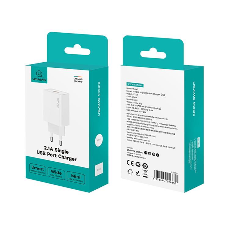 USAMS CC326 T69 10.5W 2.1A 단일 USB 포트 충전기, CC326
