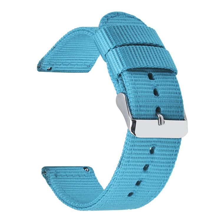 Stainless Steel Pin Buckle Solid Color Nylon Canvas Watch Band, 24mm