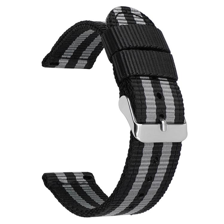 Stainless Steel Pin Buckle Solid Color Nylon Canvas Watch Band, 24mm