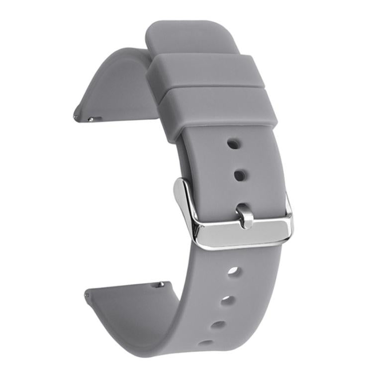Stainless Steel Silver Pin Buckle Solid Color Silicone Waterproof Watch Band, 24mm