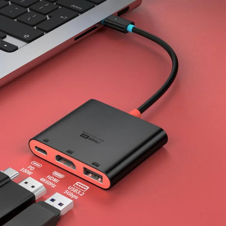3-in-1 Type-C to HDMI + USB 3.0 + Type-C PD 충전 포트 데스크탑 도킹 스테이션, 닌텐도 스위치용
