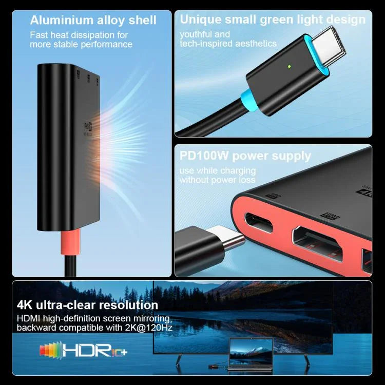3-in-1 Type-C to HDMI + USB 3.0 + Type-C PD 충전 포트 데스크탑 도킹 스테이션, 닌텐도 스위치용