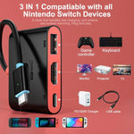 3-in-1 Type-C to HDMI + USB 3.0 + Type-C PD 충전 포트 데스크탑 도킹 스테이션, 닌텐도 스위치용