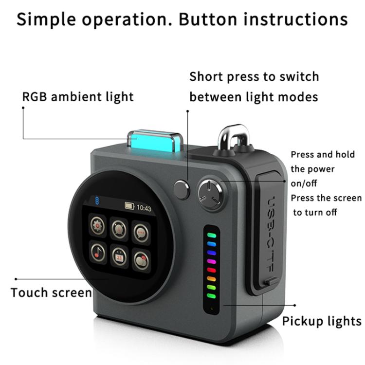 G300 스마트 LED 스크린 휴대용 블루투스 5.4 무선 스피커, G300 (그레이), G300 (화이트)
