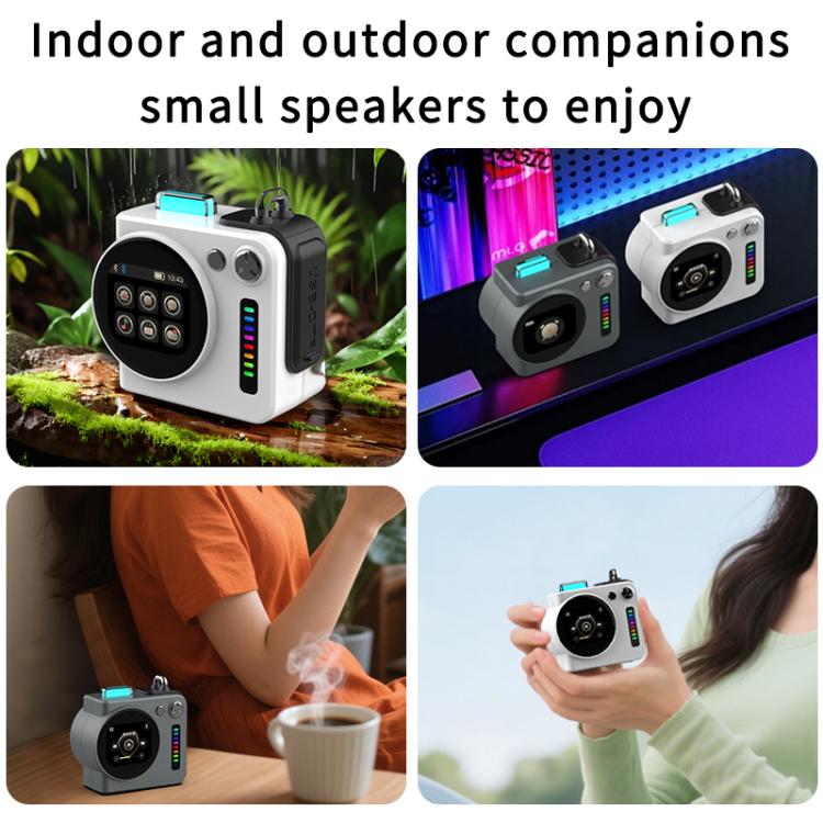 G300 스마트 LED 스크린 휴대용 블루투스 5.4 무선 스피커, G300 (그레이), G300 (화이트)