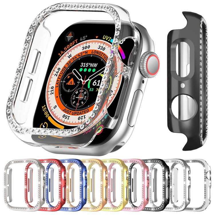 xDfind 단일 행 다이아몬드 홀로우 PC 시계 커버, Apple Watch 시리즈 11 46mm / 10 46mm용, Apple Watch 시리즈 11 42mm / 10 42mm용