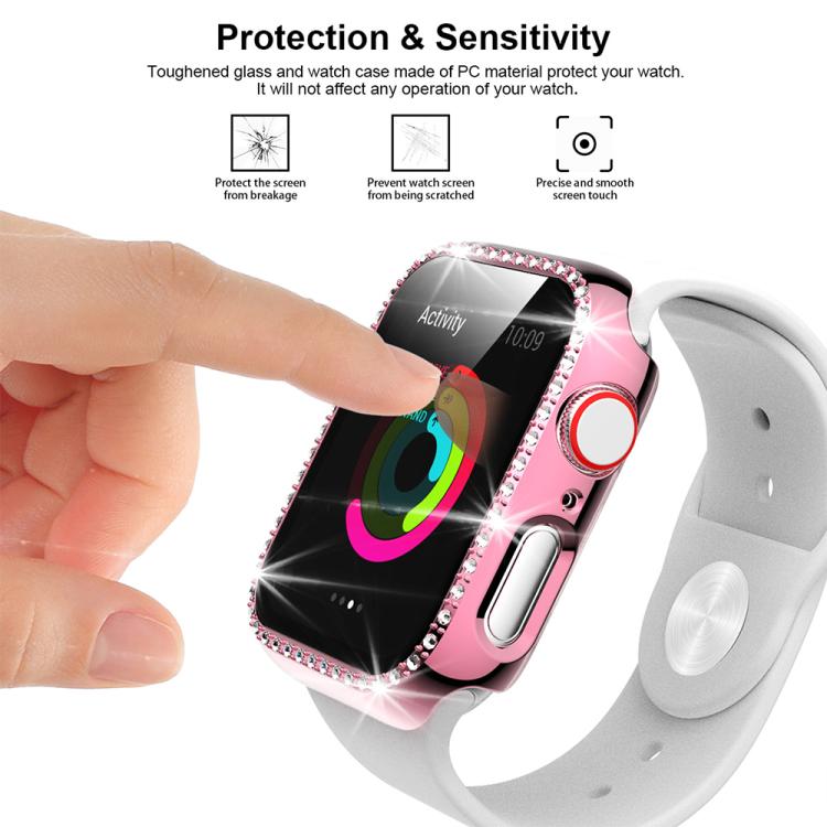 xDfind 단일 행 다이아몬드 홀로우 PC 시계 커버, Apple Watch 시리즈 11 46mm / 10 46mm용, Apple Watch 시리즈 11 42mm / 10 42mm용