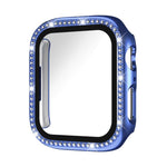 xDfind 단일 행 다이아몬드 강화유리 필름 통합 PC 시계 케이스, 애플 워치 시리즈 9 / 8 / 7 45mm용, 애플 워치 시리즈 9 / 8 / 7 41mm용, 애플 워치 시리즈 3 / 2 / 1 38mm용, 애플 워치 시리즈 3 / 2 / 1 42mm용