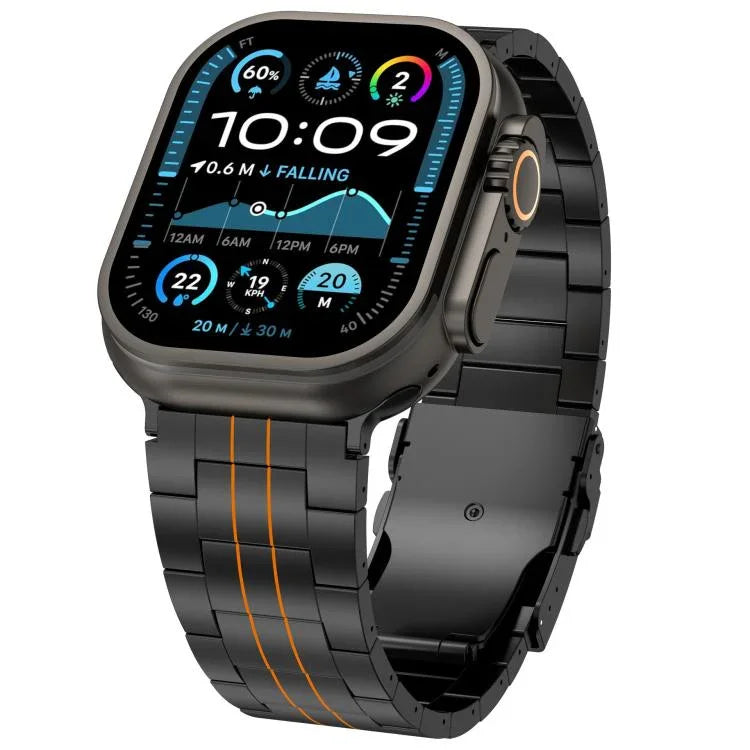 세 구슬 안전 클라스프 티타늄 합금 시계 밴드, Apple Watch 46mm / 49mm / 45mm / 44mm용, Apple Watch 42mm / 41mm / 40mm / 38mm용