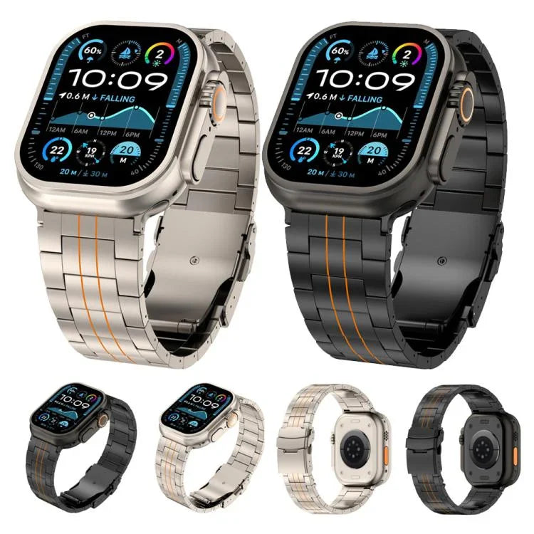 세 구슬 안전 클라스프 티타늄 합금 시계 밴드, Apple Watch 46mm / 49mm / 45mm / 44mm용, Apple Watch 42mm / 41mm / 40mm / 38mm용