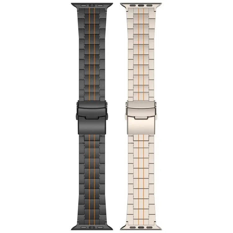 세 구슬 안전 클라스프 티타늄 합금 시계 밴드, Apple Watch 46mm / 49mm / 45mm / 44mm용, Apple Watch 42mm / 41mm / 40mm / 38mm용