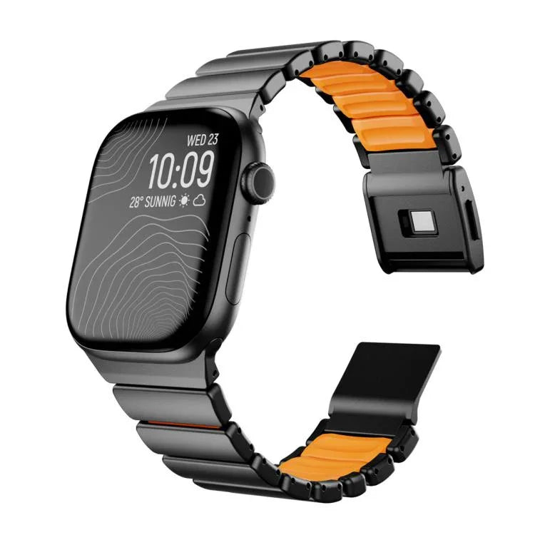 자석 노먼 버클 통합 단일 구슬 스테인리스 스틸 시계 밴드, Apple Watch 46mm / 49mm / 45mm / 44mm용