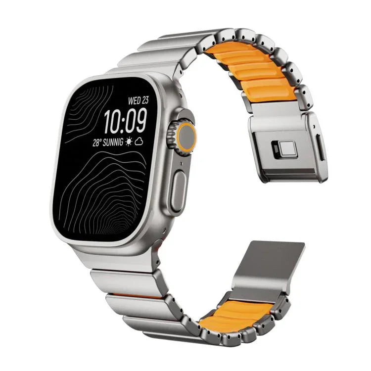 자석 노먼 버클 통합 단일 구슬 스테인리스 스틸 시계 밴드, Apple Watch 46mm / 49mm / 45mm / 44mm용