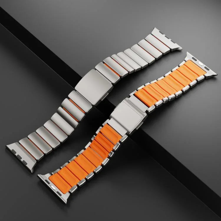 자석 노먼 버클 통합 단일 구슬 스테인리스 스틸 시계 밴드, Apple Watch 46mm / 49mm / 45mm / 44mm용