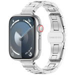 슬림 허리 세 구슬 나비 버클 티타늄 합금 시계 밴드, Apple Watch 46mm / 49mm / 45mm / 44mm용, Apple Watch 42mm / 41mm / 40mm / 38mm용