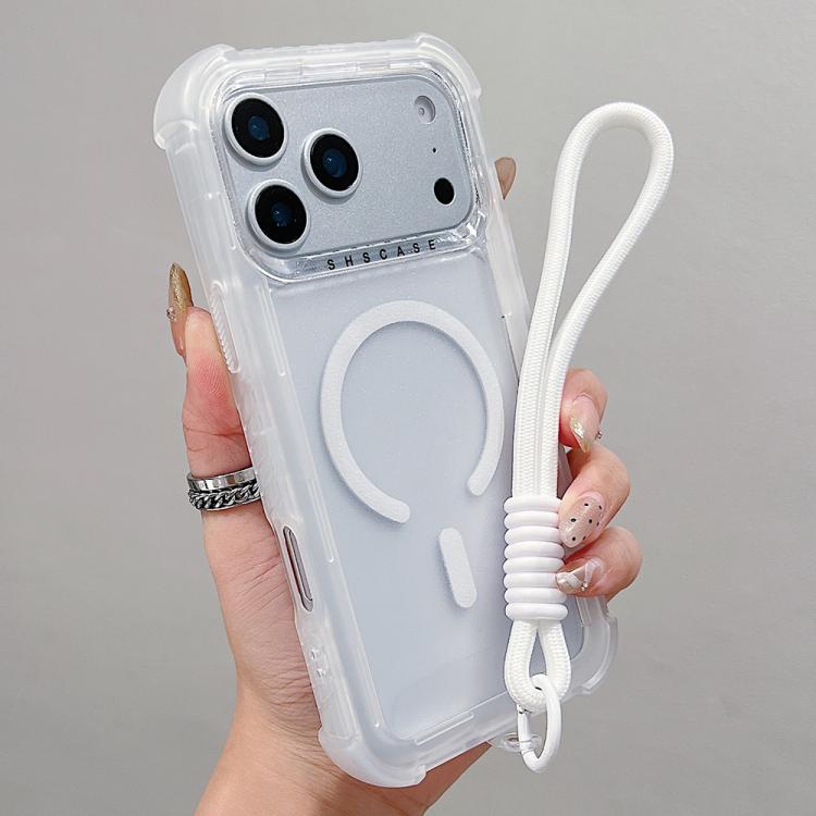 손목 스트랩이 있는 투명 매트 TPU 하이브리드 PC 3-in-1 MagSafe 휴대폰 케이스, 아이폰 17 프로 맥스용, 아이폰 17 프로용, 아이폰 17용, 아이폰 에어용, 아이폰 16 프로 맥스용, 아이폰 16 프로용, 아이폰 16 플러스용, 아이폰 16용