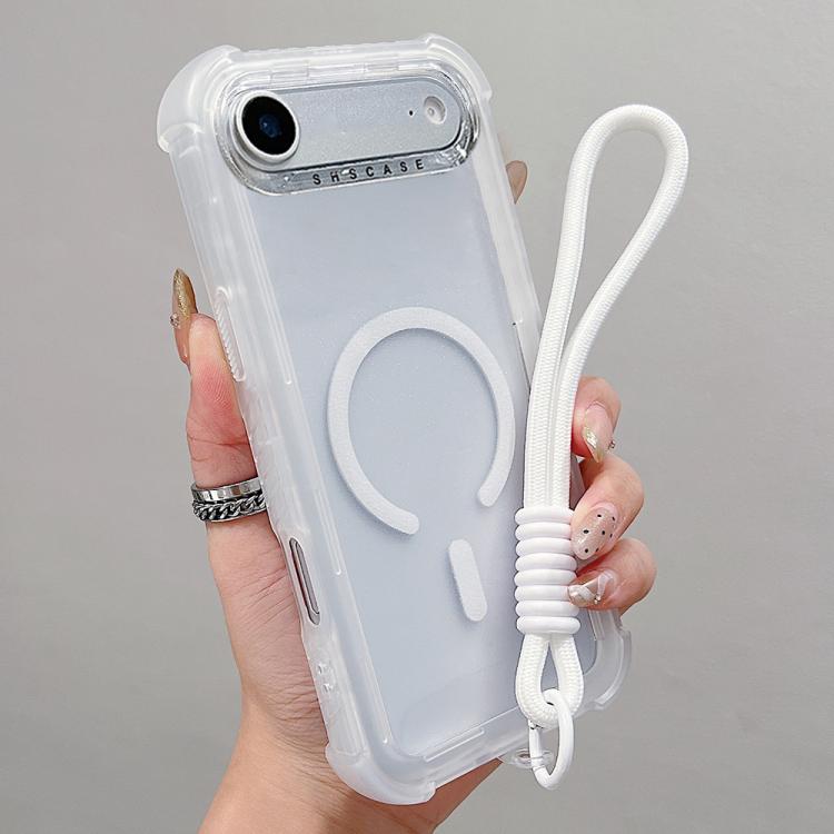 손목 스트랩이 있는 투명 매트 TPU 하이브리드 PC 3-in-1 MagSafe 휴대폰 케이스, 아이폰 17 프로 맥스용, 아이폰 17 프로용, 아이폰 17용, 아이폰 에어용, 아이폰 16 프로 맥스용, 아이폰 16 프로용, 아이폰 16 플러스용, 아이폰 16용