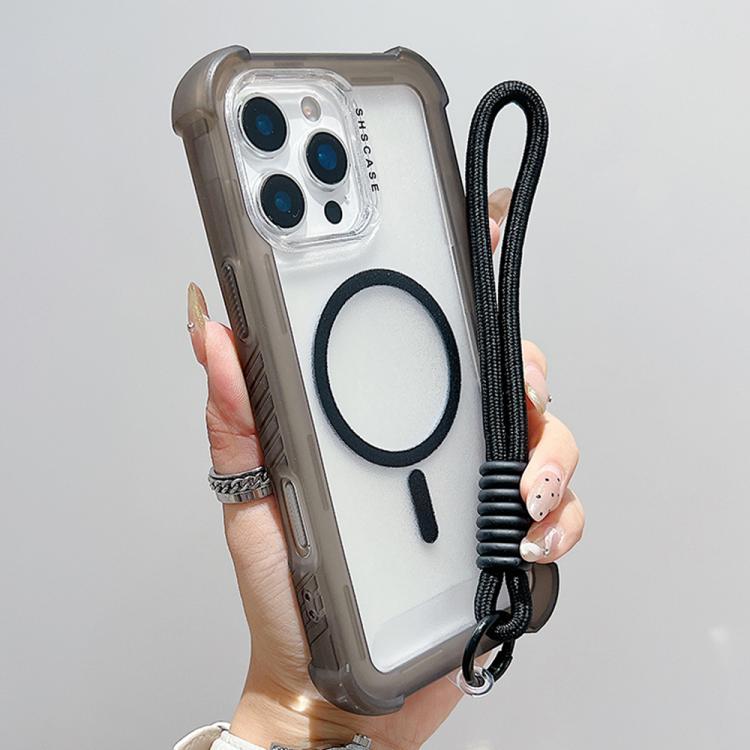 손목 스트랩이 있는 투명 매트 TPU 하이브리드 PC 3-in-1 MagSafe 휴대폰 케이스, 아이폰 17 프로 맥스용, 아이폰 17 프로용, 아이폰 17용, 아이폰 에어용, 아이폰 16 프로 맥스용, 아이폰 16 프로용, 아이폰 16 플러스용, 아이폰 16용