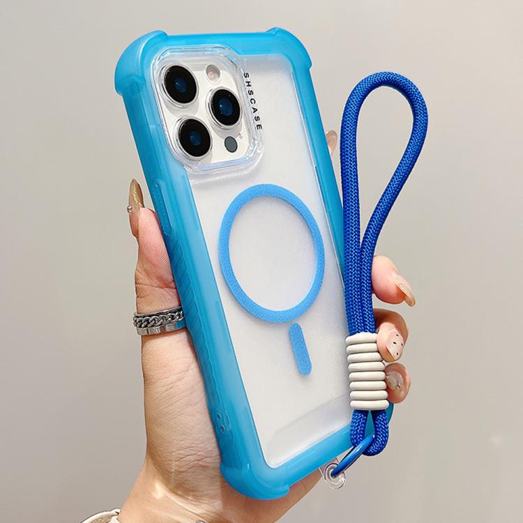 투명 매트 TPU 하이브리드 PC 3-in-1 MagSafe 휴대폰 케이스 손목 스트랩 포함, 아이폰 13 프로 맥스용, 아이폰 13 프로용, 아이폰 13용, 아이폰 12 프로 맥스용