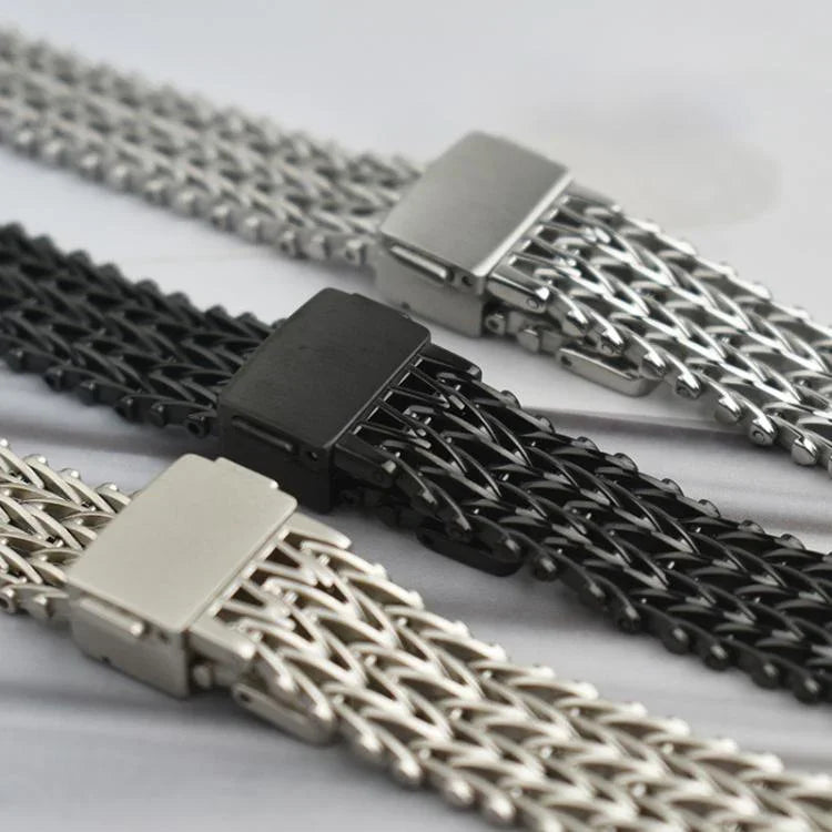 슬림 자석 스냅 클라스프 스틸 메시 메탈 시계 밴드, 애플 워치 46mm / 49mm / 45mm / 44mm용, 애플 워치 42mm / 41mm / 40mm / 38mm용