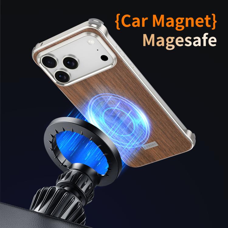 J TRIBE 메탈 프레임리스 우드 텍스처 MagSafe 휴대폰 케이스, 아이폰 17 프로 맥스용, 아이폰 17 프로용, 아이폰 17용, 아이폰 에어용, 아이폰 16 프로 맥스용, 아이폰 16 프로용, 아이폰 15 프로 맥스용, 아이폰 15 프로용