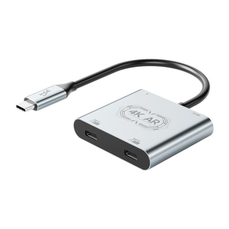 V77G 4K 60Hz USB-C / 타입-C 투 듀얼 타입-C, PD 100W, USB 3.0 AR 안경 충전 변환 어댑터