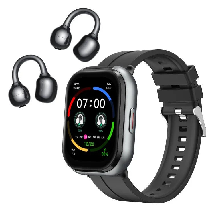 D12 2.01インチTFTスクリーンスマートBluetoothウォッチ＆ヘッドフォン 2イン1 ワイヤレス通話対応