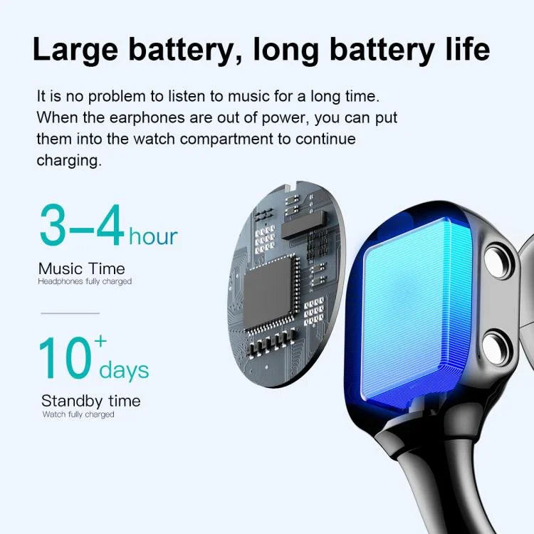 D12 2.01인치 TFT 화면 스마트 블루투스 워치 & 헤드폰 2 in 1 무선 통화 지원