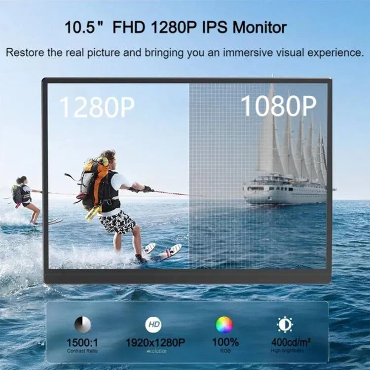 P105A01D 10.5인치 IPS 휴대용 모니터 HD / 타입-C 확장, 미국 플러그, 10.5인치