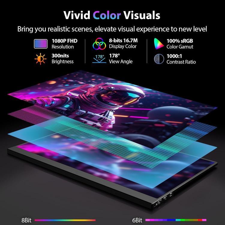 P161Q10G 16.1인치 2.5K 휴대용 모니터 144Hz 확장 스크린, 16.1인치 2.5K 144Hz