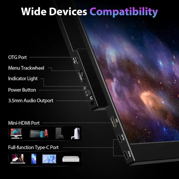 P161Q10G 16.1인치 2.5K 휴대용 모니터 144Hz 확장 스크린, 16.1인치 2.5K 144Hz