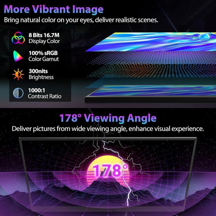 P161Q10G 16.1인치 2.5K 휴대용 모니터 144Hz 확장 스크린, 16.1인치 2.5K 144Hz