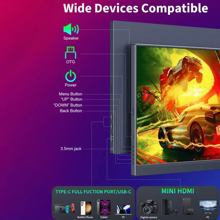 P160Q16BW 16인치 2.5K 휴대용 모니터 게이밍 확장 스크린, 16인치 2.5K 60Hz