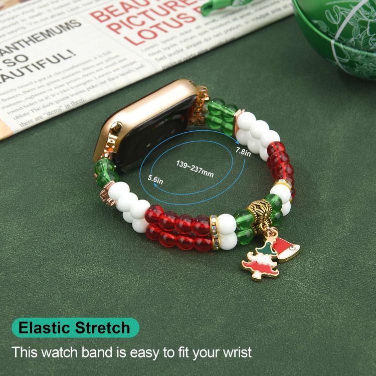 폭 14mm 크리스마스 비즈 체인 시계 밴드, 애플 워치 46mm / 49mm / 45mm / 44mm용, 애플 워치 42mm / 41mm / 40mm / 38mm용