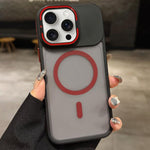 스킨 필 프로스트 메탈 렌즈 홀더 MagSafe 자석 휴대폰 케이스, 아이폰 16 플러스용, 아이폰 16용, 아이폰 15 프로 맥스용, 아이폰 15 프로용, 아이폰 15용, 아이폰 14용